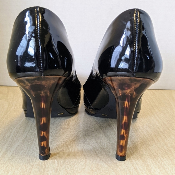 Jessica Simpson Black Patent Leather Tortoiseshell Lucite Heels size 7 - Picture 4 of 7